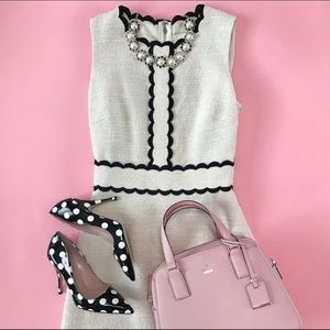 Kate Spade New York Scallop Trim Tweed Fit Flare Dress